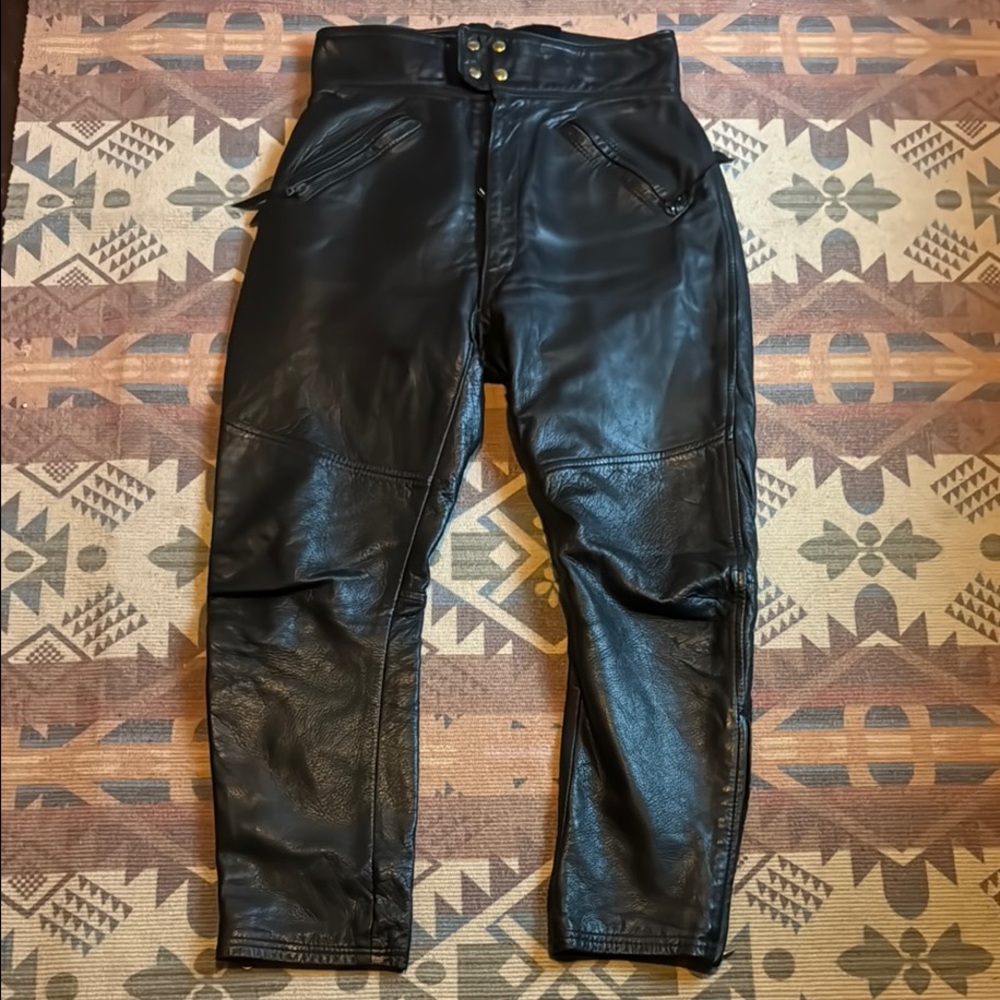 Langlitz Leathers. Vintage black motorcycle pants. Unisex. Excellent shape.